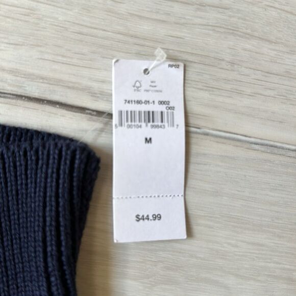 GAP Kids‎ 24/7 Split-Hem Turtleneck Sweater Size M navy blue/white striped NWT - Picture 3 of 4
